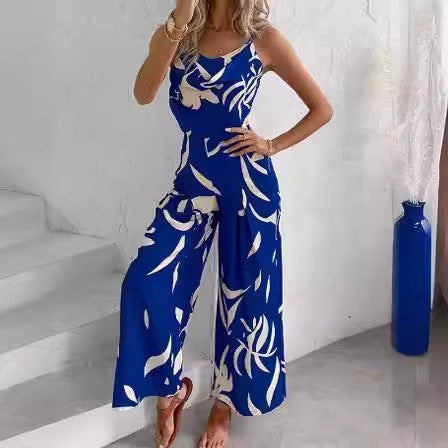 Dame Bredbenet Floral-Print Jumpsuit Stilla