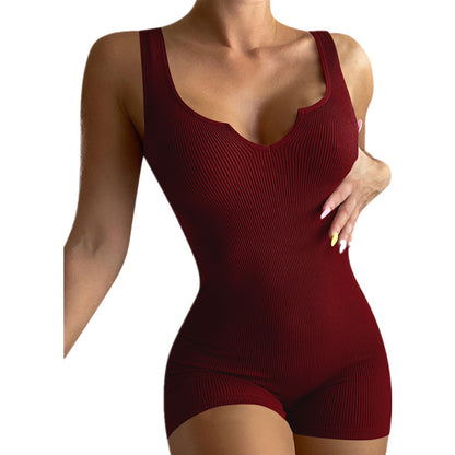 Dame figursyet Rib-Bodysuit med V-hals Stilla