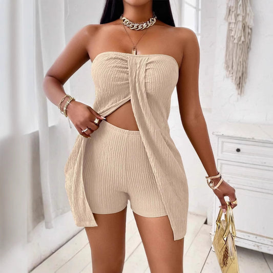 Dame Stropløs Jumpsuit med Draperet Overlay Stilla
