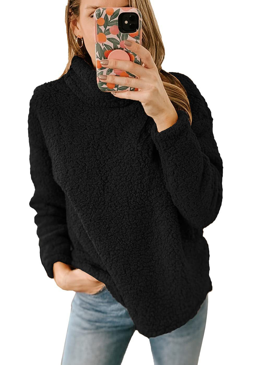 Dame hyggelig sweater i oversized stil med høj krave og blødt overmateriale Stilla