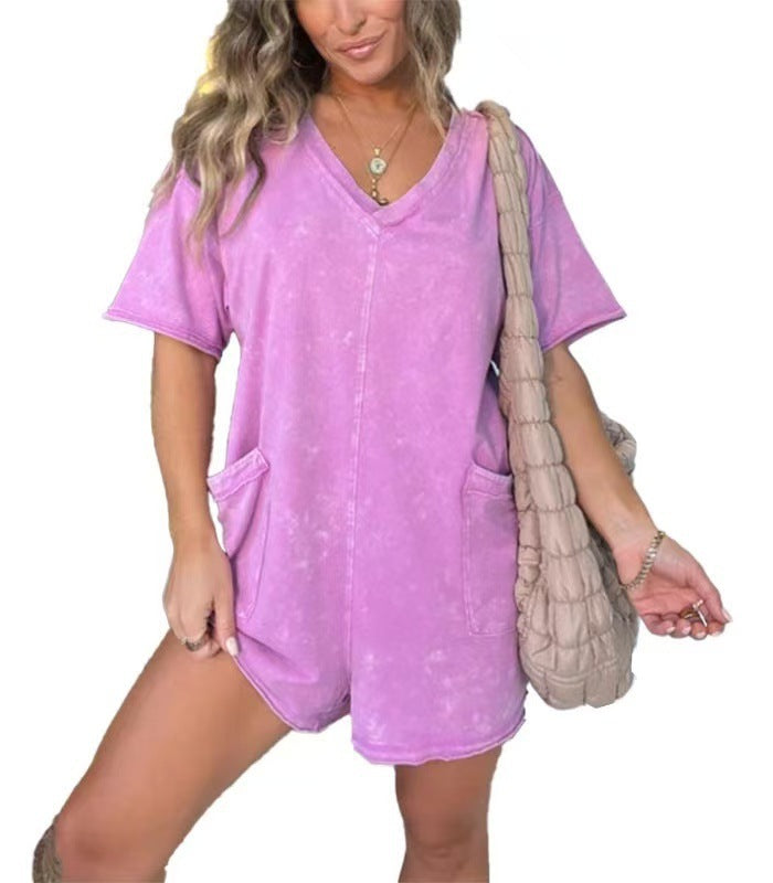Dame Casual Oversized V-Hals Jumpsuit Stilla
