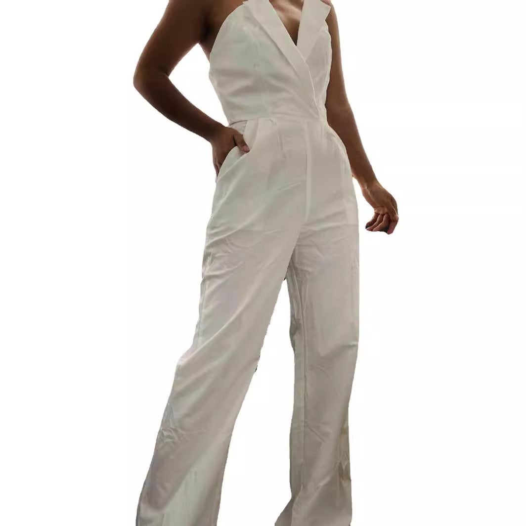 Dame Elegant Jumpsuit med Rynker og struktureret Overdel Stilla