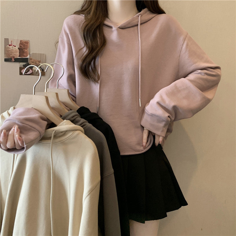 Dame Cropped Hættepullover med justerbar snoretræk Stilla