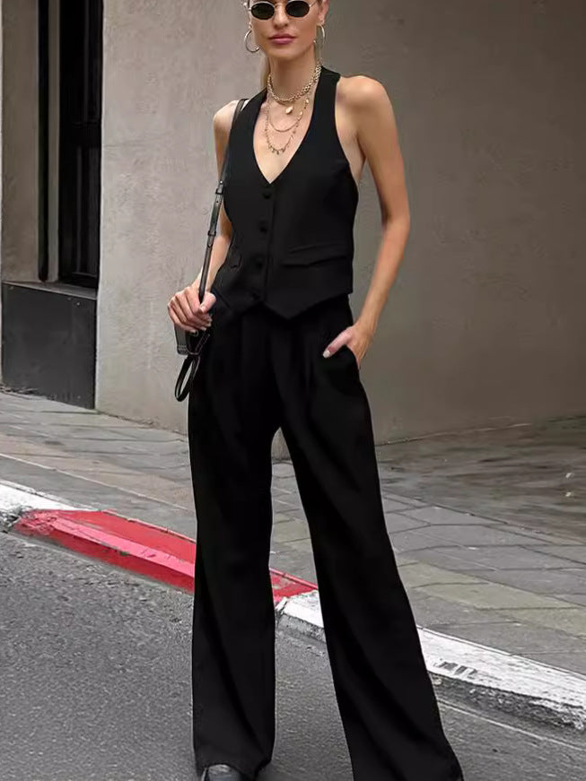 Dame Elegant Blazer med Bukse-Sæt og Høj Talje Stilla