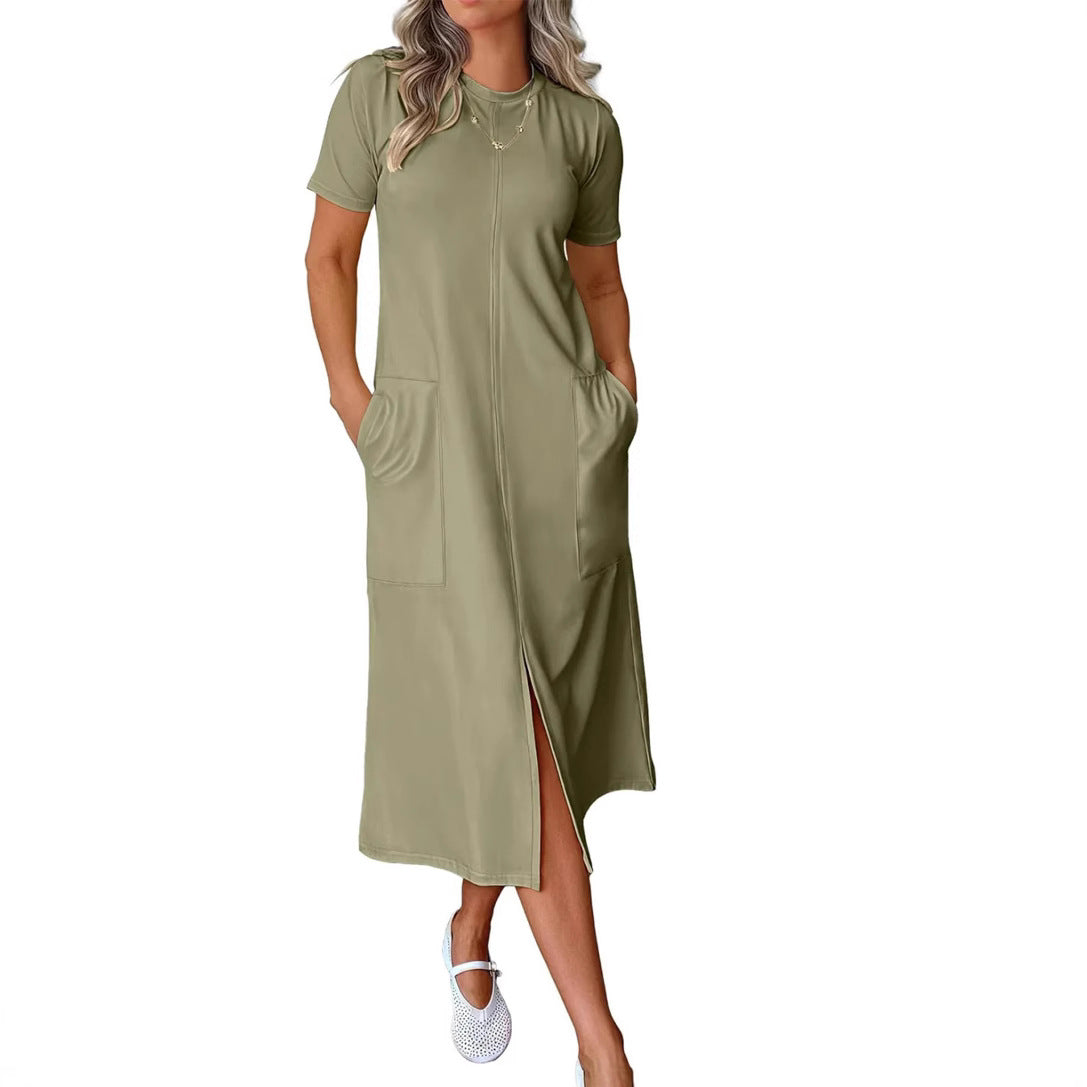 Dame afslappet maxikjole med praktiske lommer og sidelæg Stilla