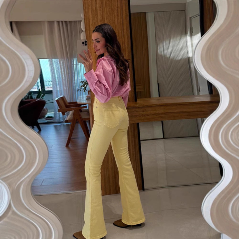 Dame Elegant Bluse med blomsterkrave Stilla