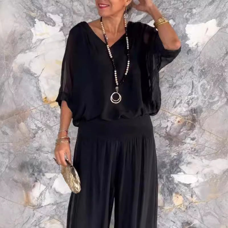 Dame Relaxed Fit Bredbenet Jumpsuit Stilla