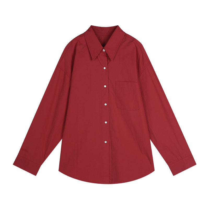 Dame afslappet oversized skjorte med fin struktur og brystlomme Stilla