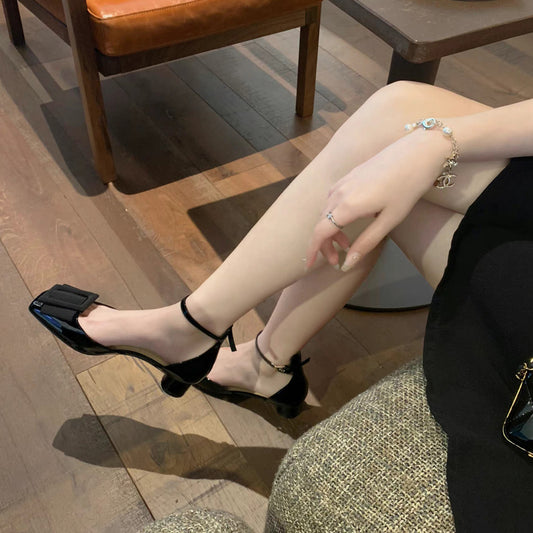 Dame Elegant Blokhæls Mary Jane Ballerinaer med Sløjfeåg Stilla