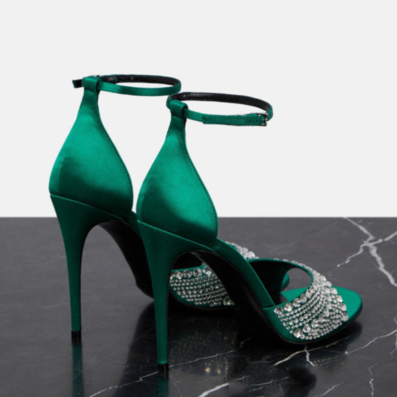 Dame Elegant Højglans Stiletto Sandaler med Rhinsten-Accenter Stilla