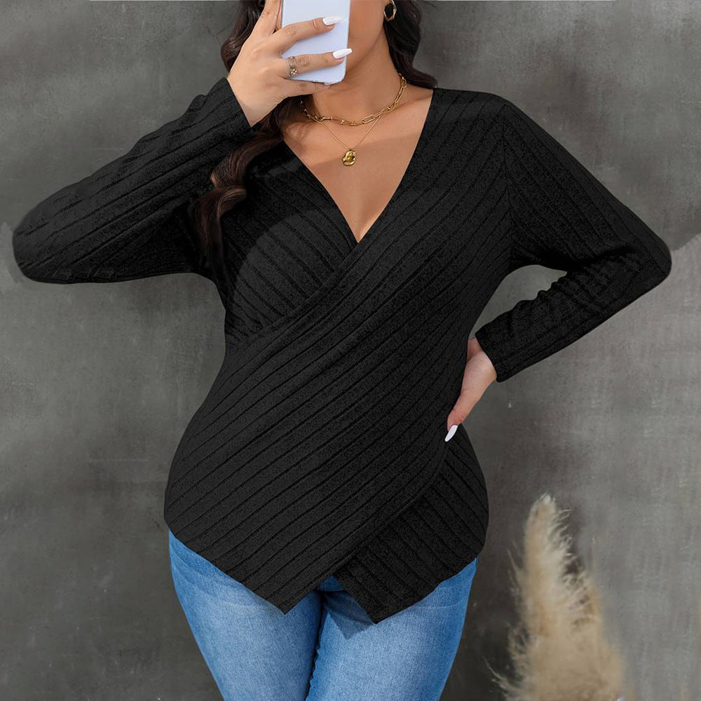 Dame elegant indpakningsoberdel med struktureret design Stilla