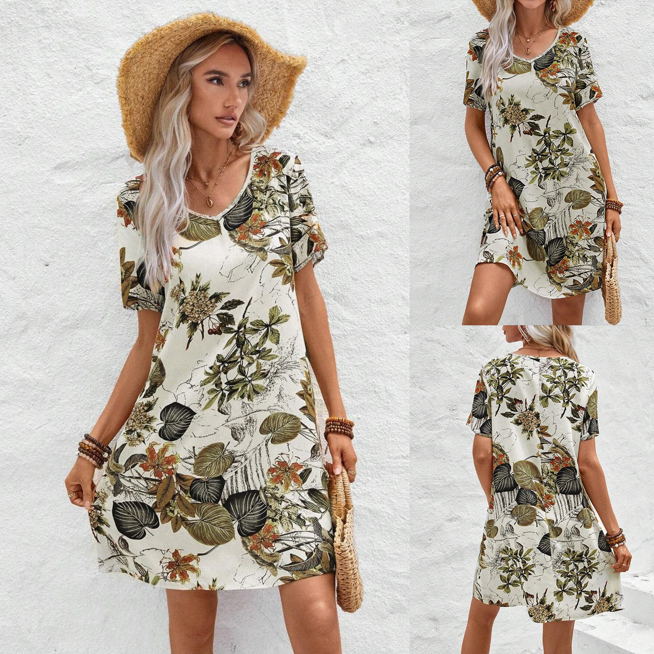 Dame afslappet blomsterkjole med elegant snit Stilla