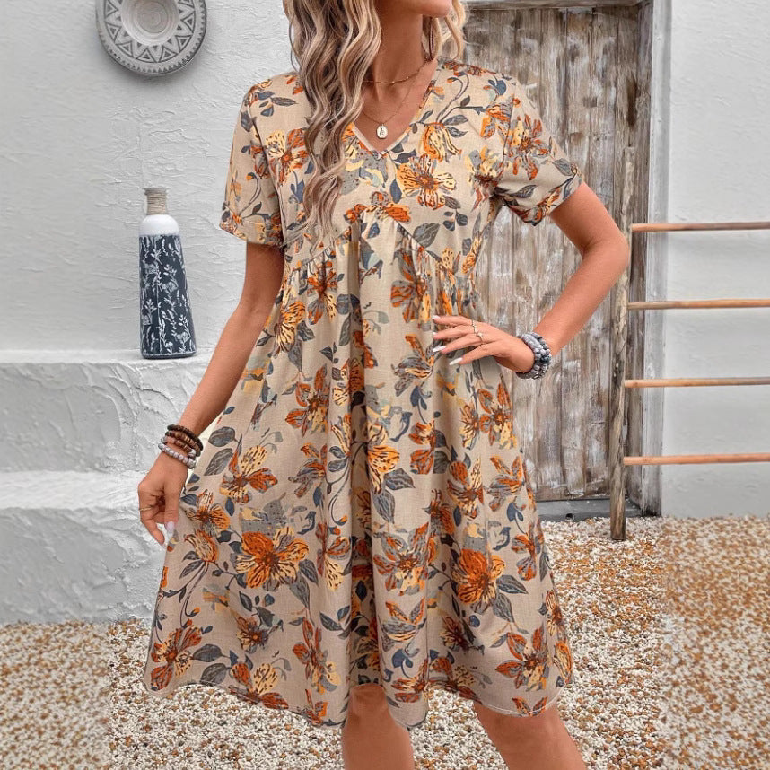 Dame afslappet kjole med voluminøs pasform og blomstret design Stilla