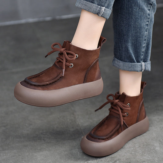 Dame afslappet sneaker-støvler i blødt ruskind med skridsikker sål Stilla