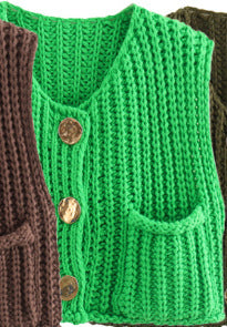Dame strikvest med praktiske lommer og elegante knapdetaljer Stilla
