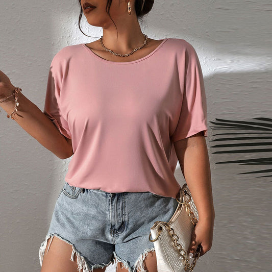 Dame afslappet oversized T-shirt med rund halsudskæring og korte ærmer Stilla