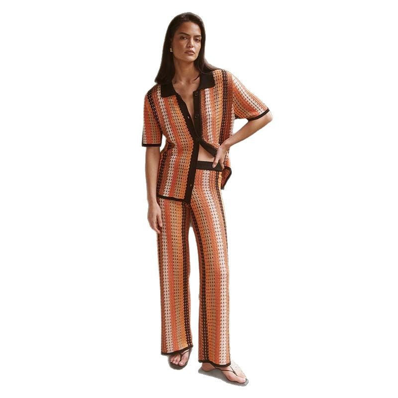 Dame afslappet skjorte og palazzo buksedragt Stilla