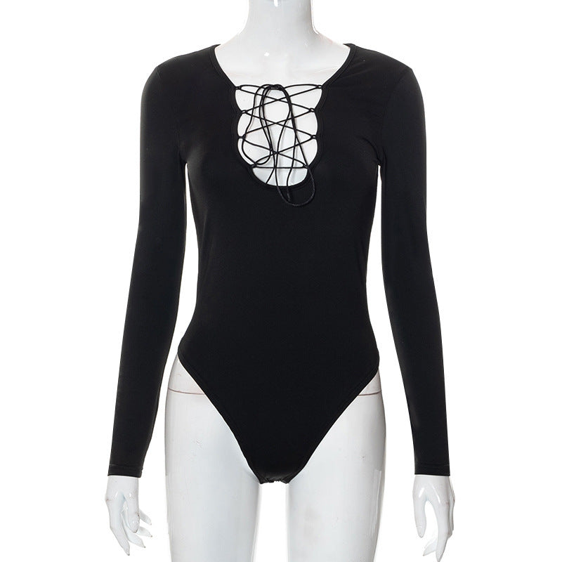 Dame jumpsuit bodysuit med raffineret snøre design Stilla