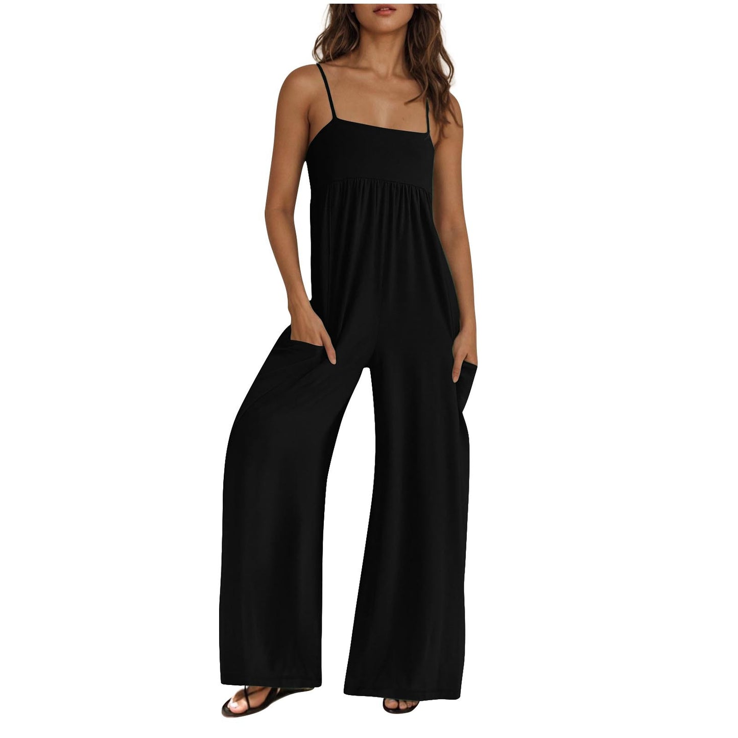 Dame elegant Jumpsuit med bred ben og praktiske lommer Stilla
