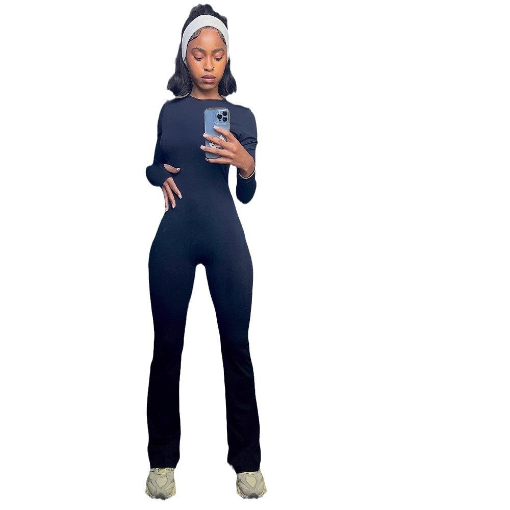 Dame sporty bodysuit med lange ærmer og udvidede bukseben Stilla