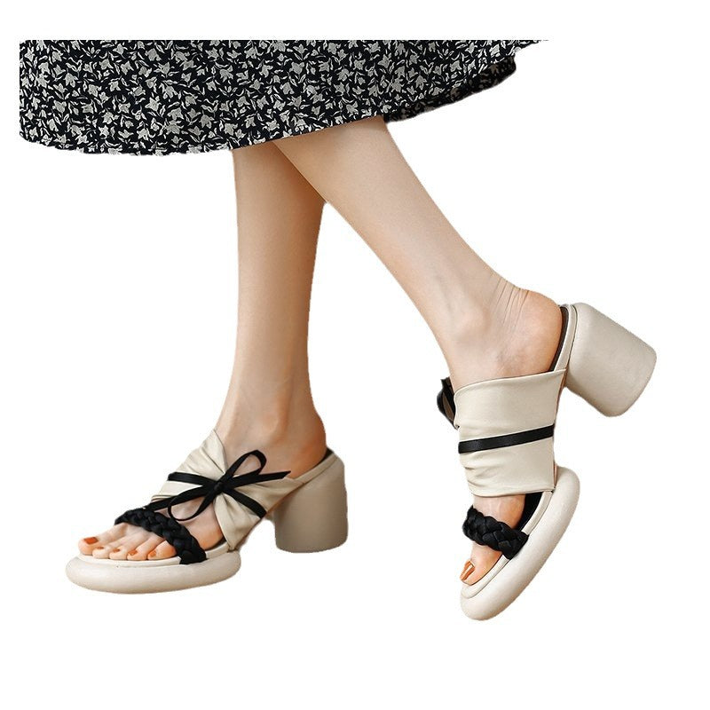 Dame Elegant Klodset hæl Slide Sandaler Stilla