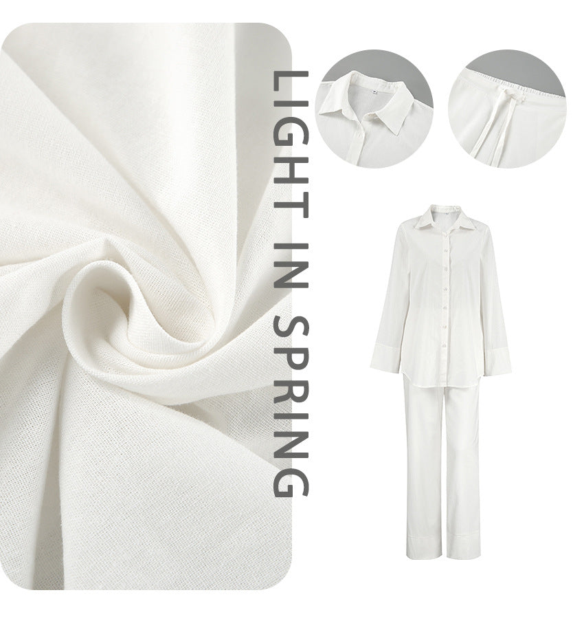 Dame afslappet oversized-bluse og bred bukser sæt Stilla