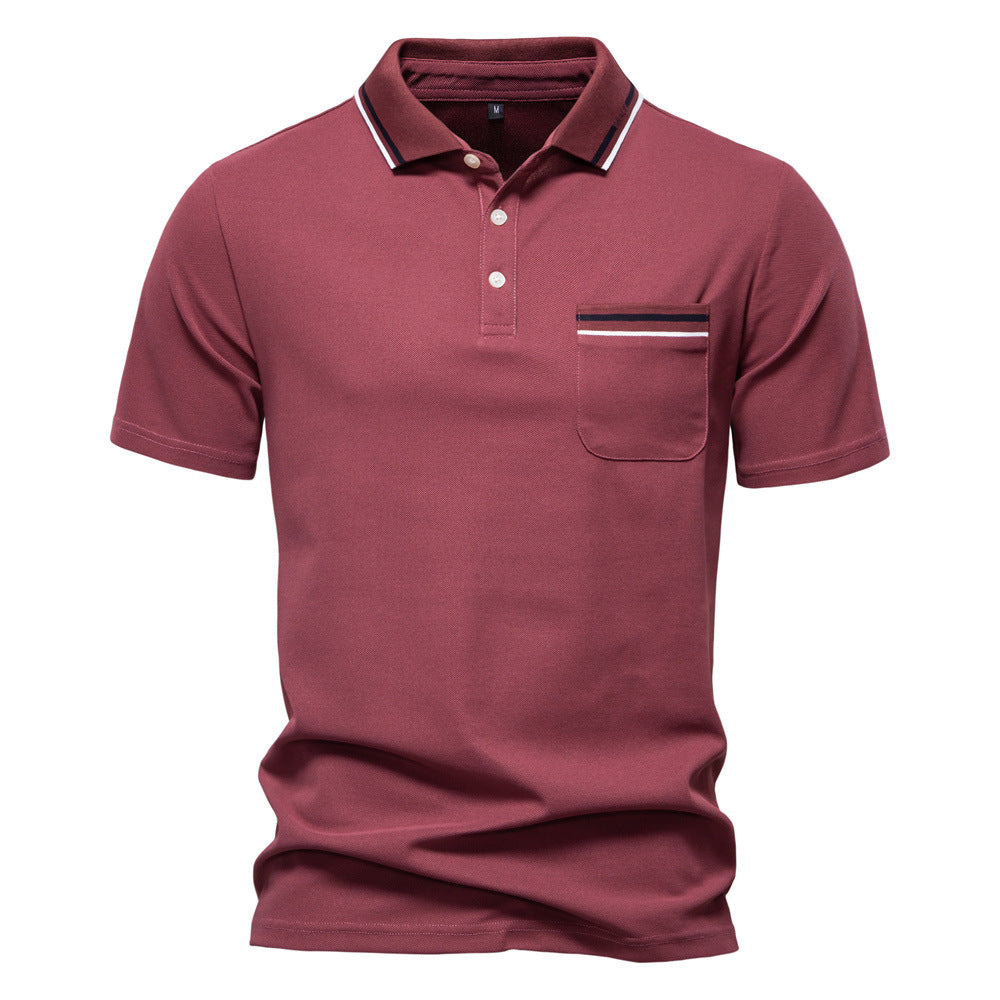 Herre polo T-shirt med elegante kontraststriber og praktisk brystlomme Stilla