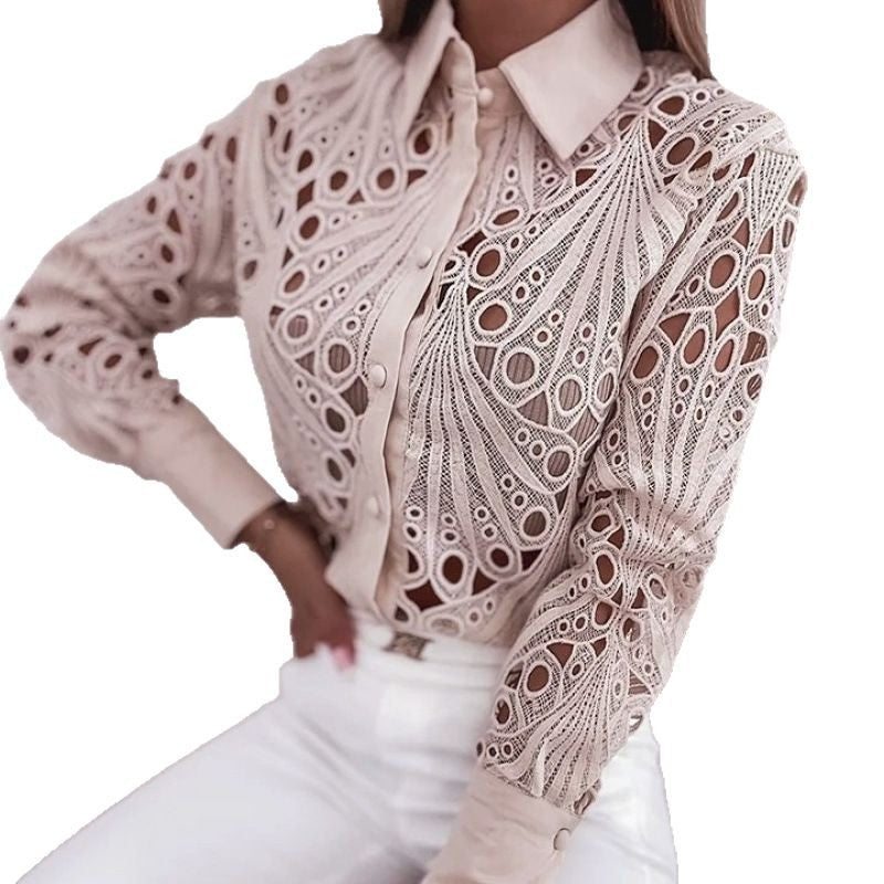 Dame elegant bluse med kunsthåndværk Stilla