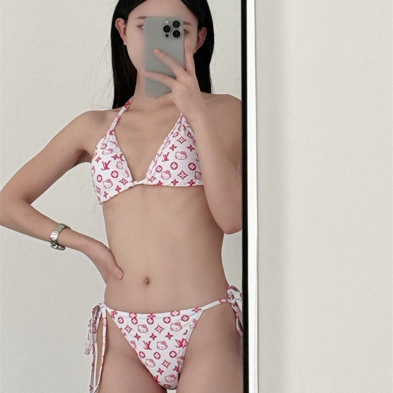 Dame Designer Tryk Trekant Bikini Sæt Stilla