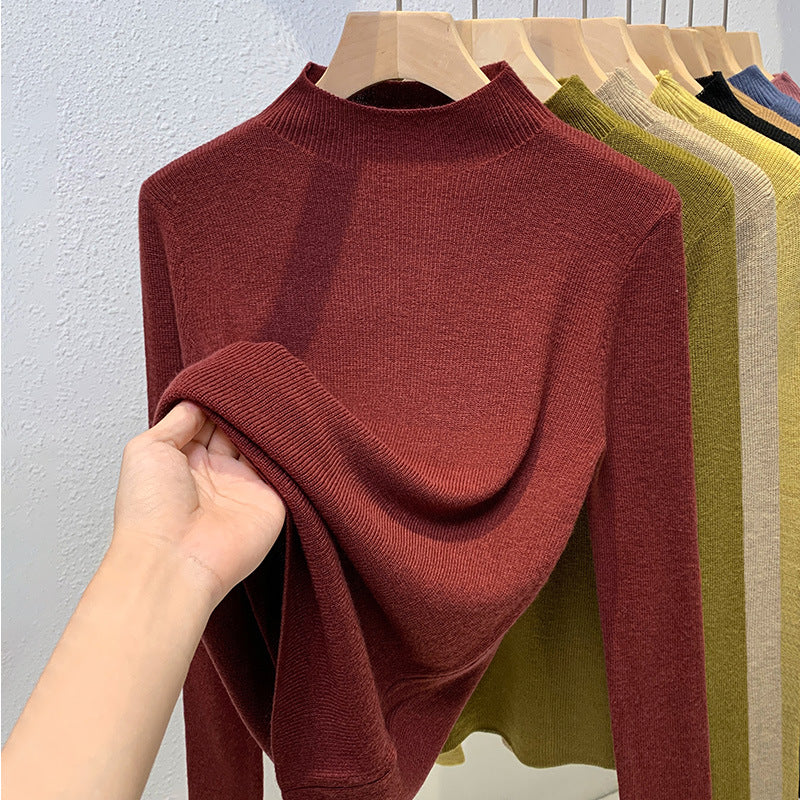 Dame pullover med høj ståkrave og fin ribstruktur Stilla