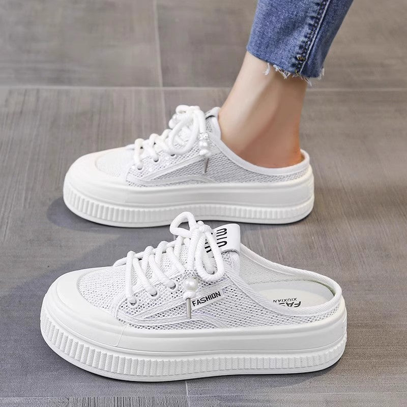 Dame Sneaker-Pantoletten i luftig mesh-design med moderne plateau sål Stilla