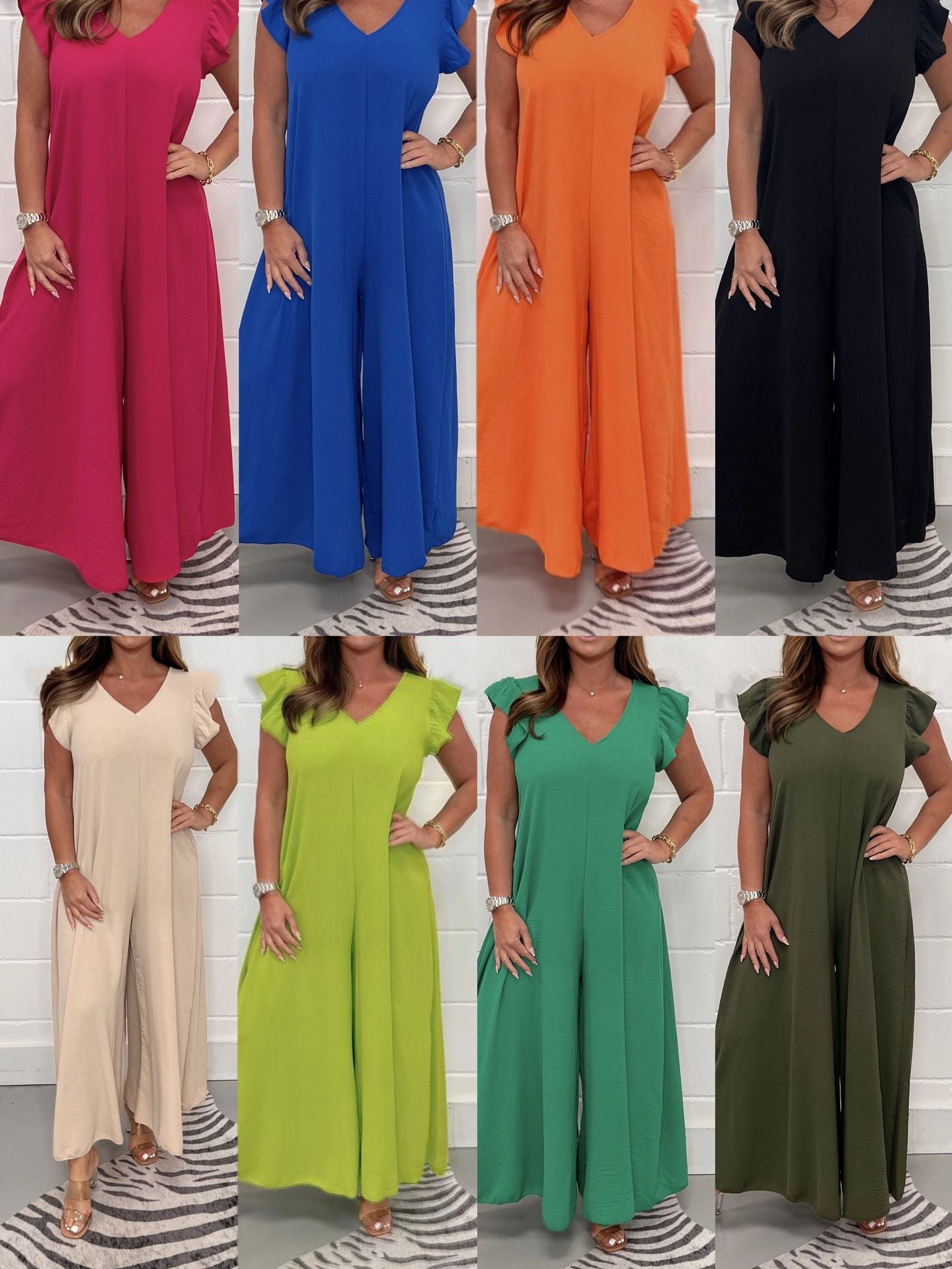 Dame Elegant Jumpsuit med voluminøse ærmer og V-udskæring Stiila