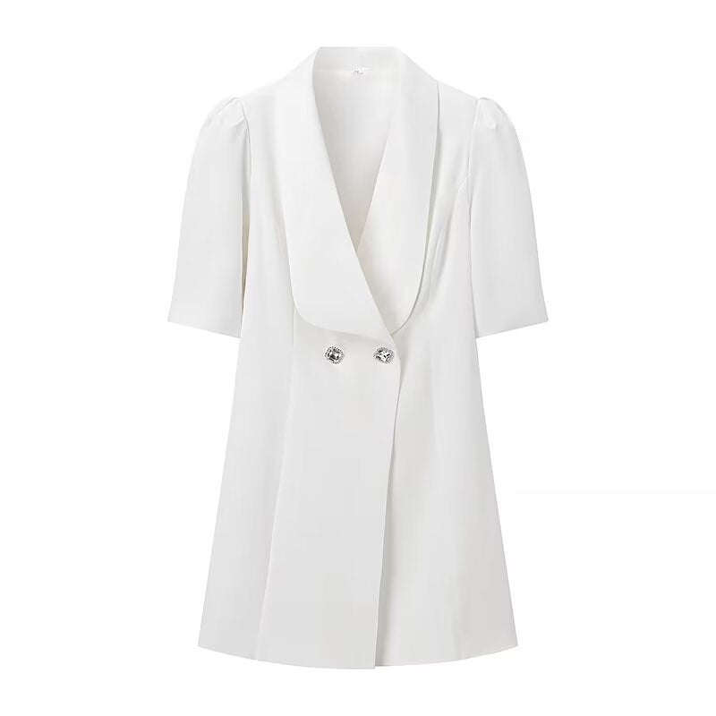 Dame elegant blazerjakke med korte ærmer og dobbelt knaplukning Stilla