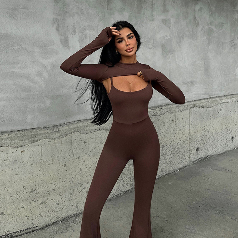 Dame Figurformende Jumpsuit med Cut-Out-detalje og stilfuldt langærmet design Stilla