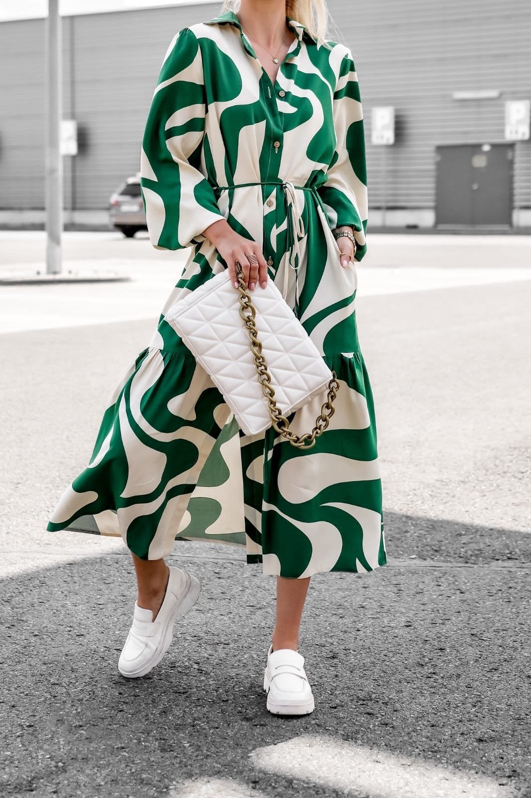 Dame abstrakttryk Maxi-shirtkjole Stilla