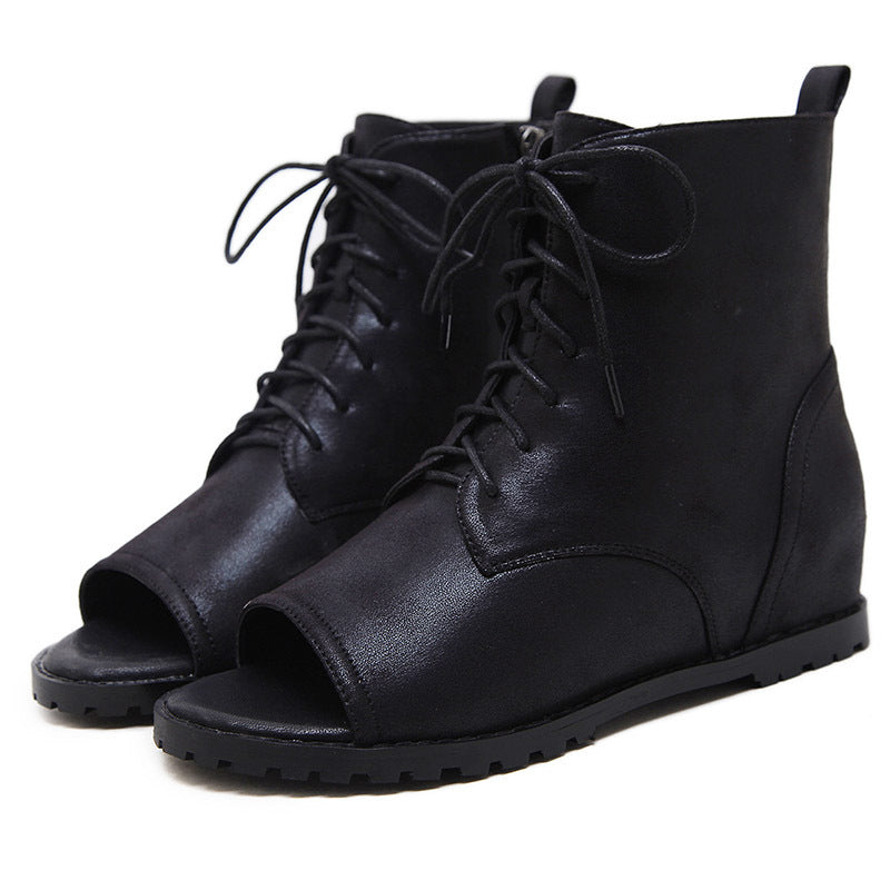 Dame Åben Tå Støvler med Snørebånd og Lynlås Stilla