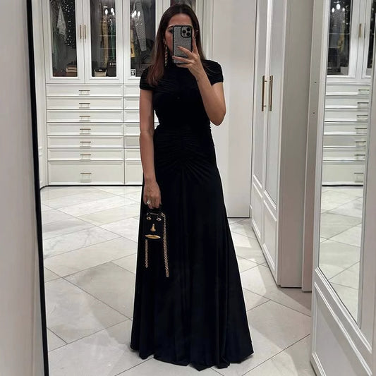 Dame elegant aftenkjole med struktureret rynkning Stilla