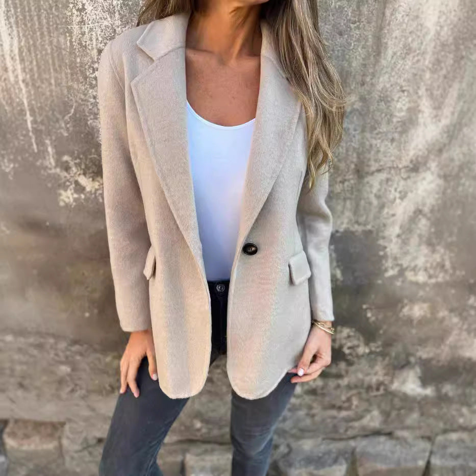 Dame elegant Boucle-blazer med afslappet snit Stilla