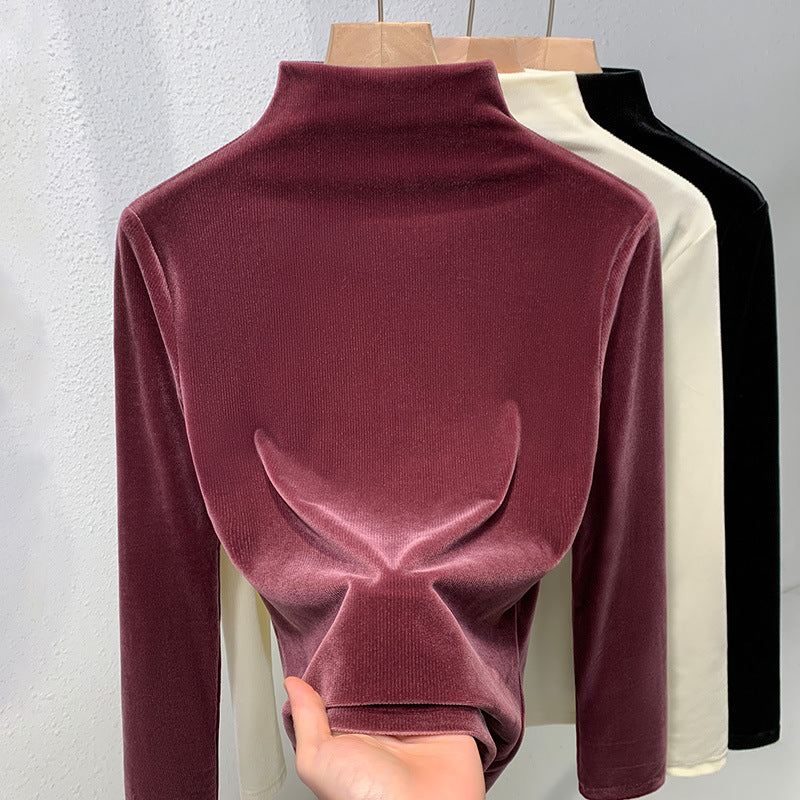 Dame Turtleneck Pullover med innovativt Veloursdesign Stilla