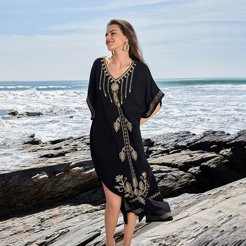 Dame Elegant designet Kaftan med fine broderier Stilla