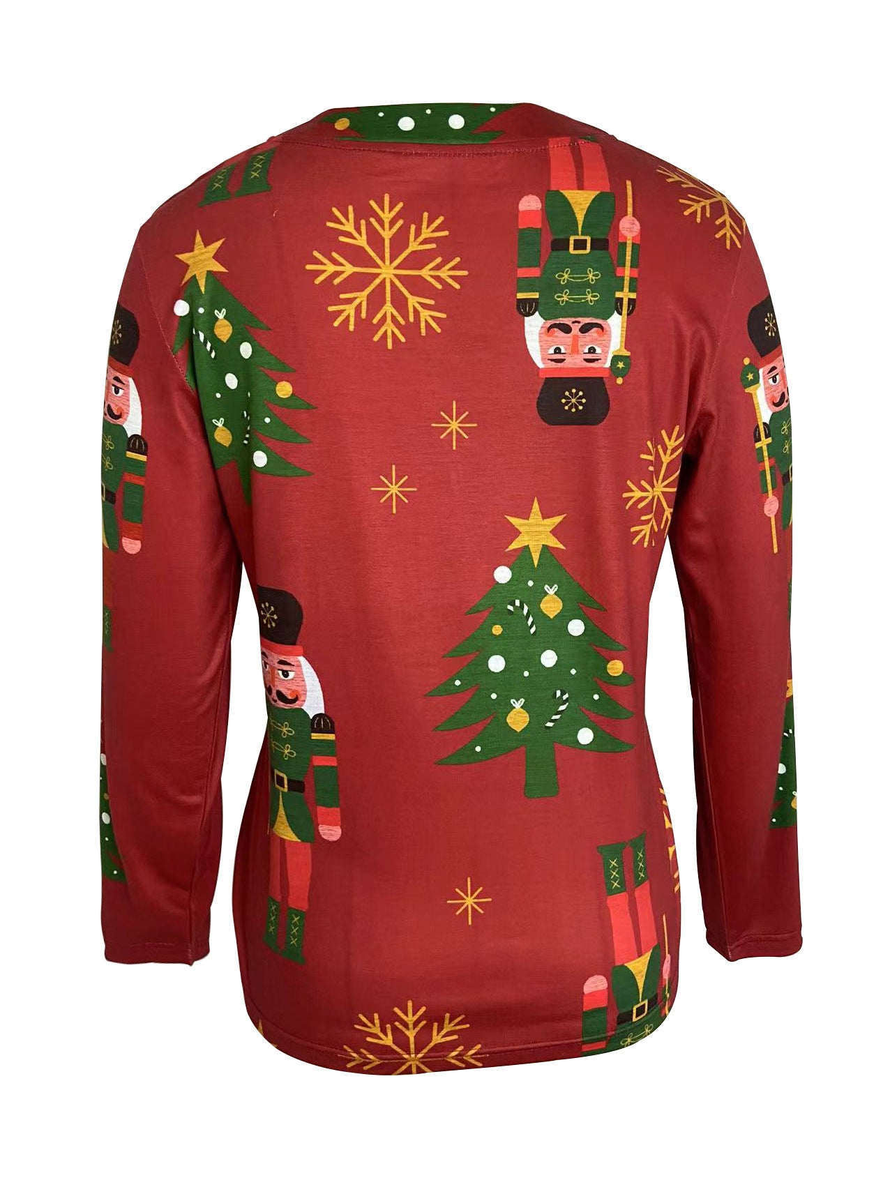 Dame afslappet langærmet shirt med festlig print og knapdetaljer Stilla