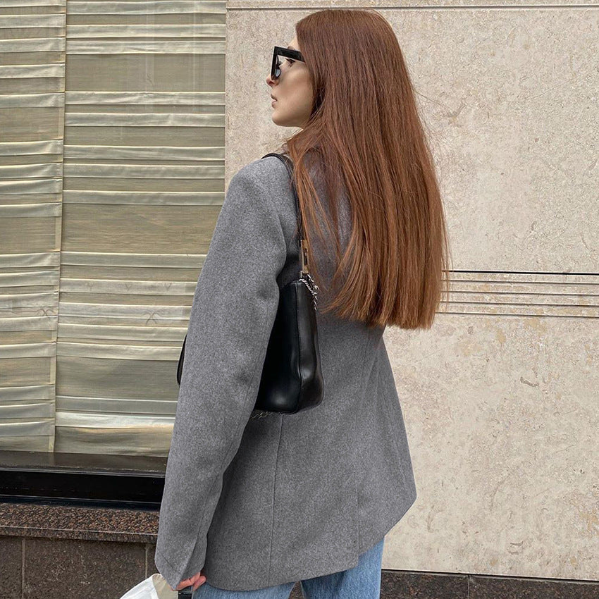 Dame Dobbeltknap Blazer i højkvalitets uldmix med afslappet snit Stilla