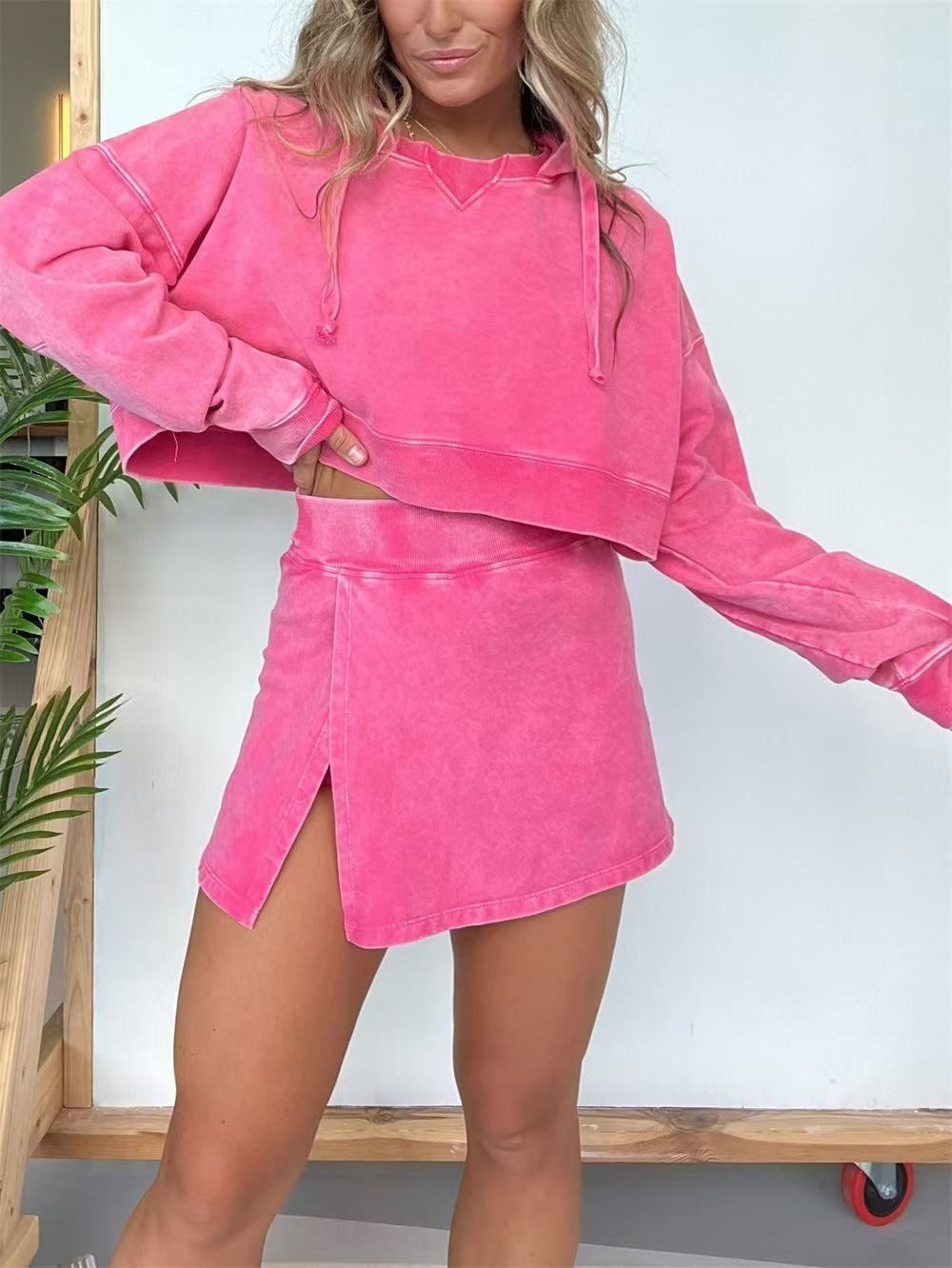 Dame Crop-Top og Mini-Nederdel Sæt Stilla