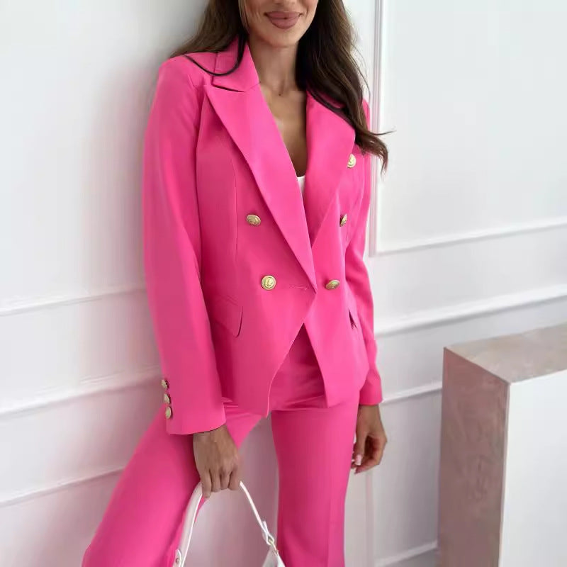 Dame elegant blazer med dobbelt række og gyldne knapdetaljer Stilla