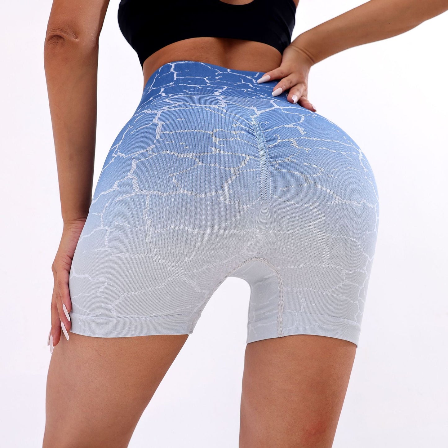 Stilla | Shaping Høj Talje Fitness Yoga Shorts Hurtig Tørrende Gradient Farve Hip Raise Yoga Bukser