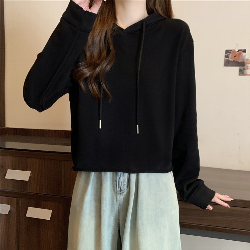 Dame Cropped Hættepullover med justerbar snoretræk Stilla