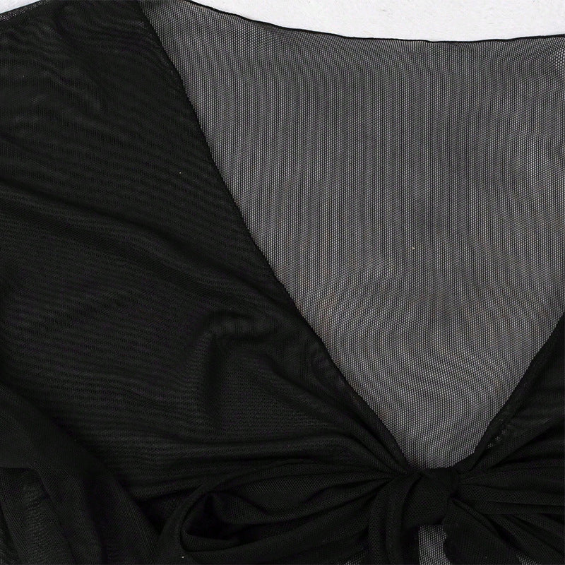 Dame Cropped top med foran bundet snit i gennemsigtigt materiale Stilla