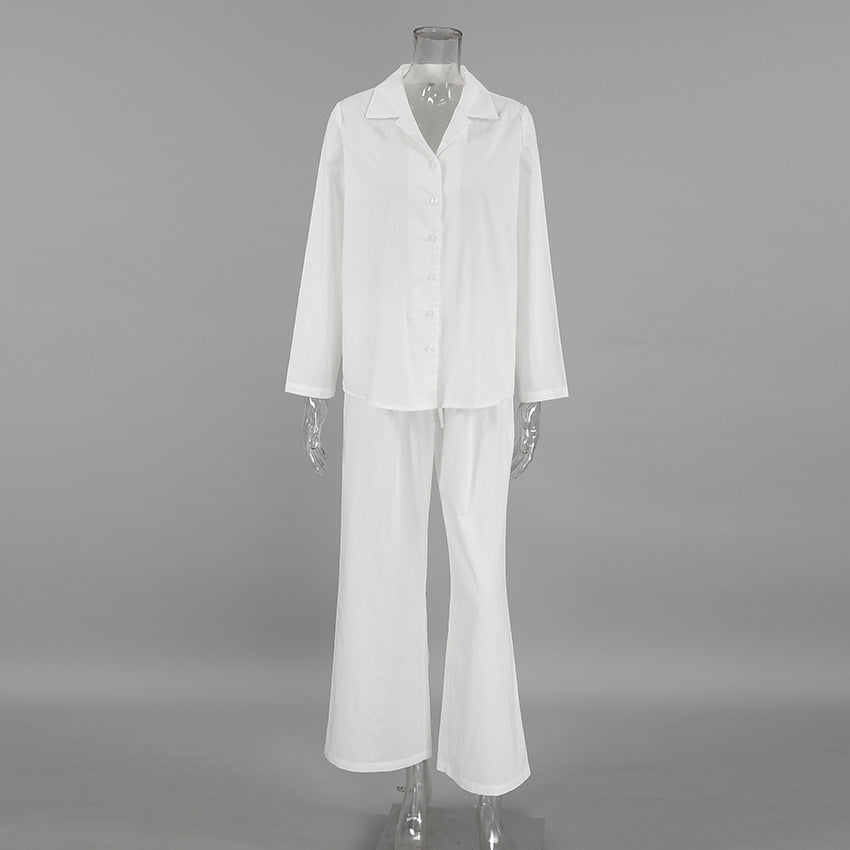 Dame afslappet cropped pyjamasæt med knapdetaljer og elastisk linning Stilla