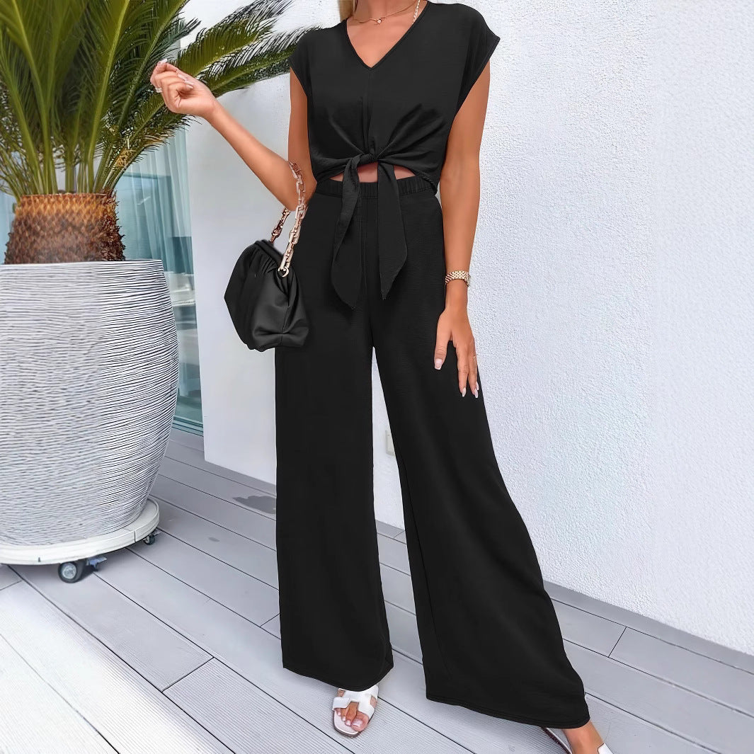 Dame jumpsuit med høj talje og kort top Stilla