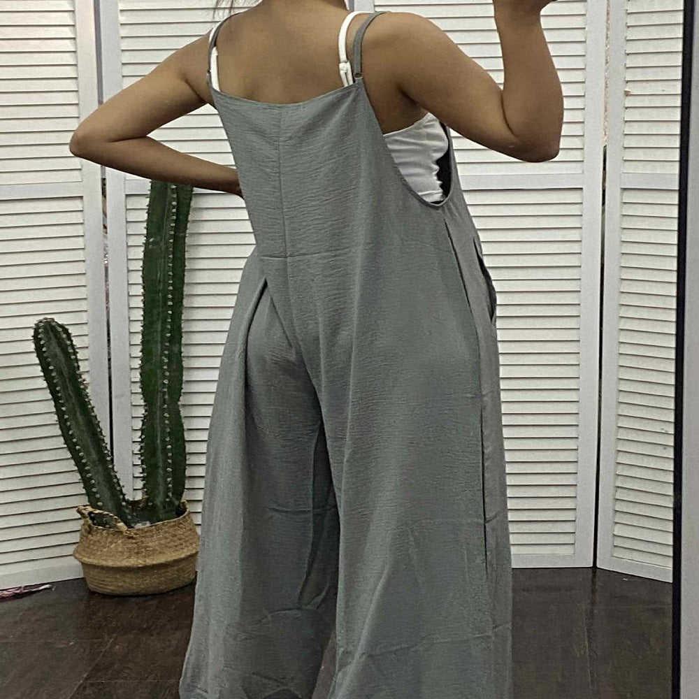 Dame Løs Jumpsuit med vide ben og praktiske lommer Stilla